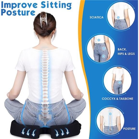 Seat Cushion for Office Chair Memory Foam Non-Slip Desk Seat Cushion Back - Picture 5 of 7